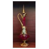 Vintage Murano Ruby Red Art Glass Decanter Ewer