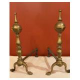 Pair of Vintage Brass & Iron Fireplace Andirons