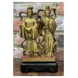 Asian-Style Gilt Double Female Figure Sculpture