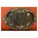 Vintage Silverplate 3-Section Footed Serving Tray