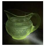 Vintage UV GLOW Clear Glass Diamond Point Creamer