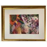 Signed PJ Original Watercolor of Abstract Playing