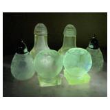 Crystal Etched Floral Salt & Pepper Shakers,