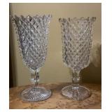 Pair of Vintage UV Glow Glass Diamond Point