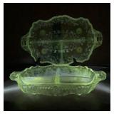 2 Cambridge Rose Point 3 Part Relish Dish Tray,
