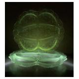 2 Cambridge Glass 5 Part Celery Relish Plates,