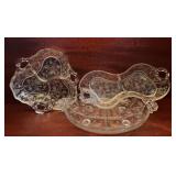 3 Vintage Cambridge Rose Point  Etched Floral