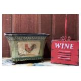 Two-Piece Rustic Metal Dï¿½cor Lot ï¿½ Rooster Footed