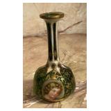 Vintage Bohemian Emerald Green Glass Porcelain