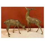 Pair of Vintage Cast Brass Deer Figurines with