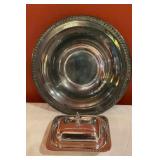 Vintage Silverplate Serving Bowl & Covered Butter