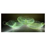 3 Vintage Cambridge Rose Point Divided Etched