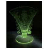 Vintage Heisey Orchid Etched Glass Lariat Fan