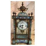 Antique French Champlevï¿½ Enamel & Brass Crystal
