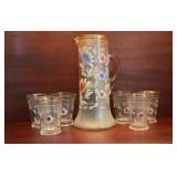 Antique Victorian Frosted Hand-Painted Art Glass
