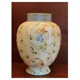 Antique Jeweled Moriage Style Porcelain Vase