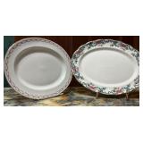 Pair of Vintage Floral Oval Serving Platters ï¿½