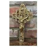 Ornate Gold-Tone INRI Crucifix Wall Cross with