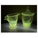 Vintage UV GLOW Hobnail Glass Creamer Covered