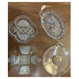 Lot of 4 Vintage Clear Glass Relish, Candy &