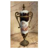 Vintage Porcelain and Gilt Bronze Covered Urn