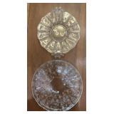 Pair of Vintage Etched Glass Console