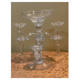 Vintage Clear Glass Two Light Candleholder