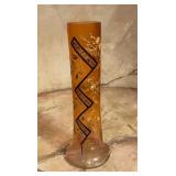 Vintage Bohemian Amber Art Glass Tall Trumpet