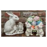 Easter Decor Lot w/ Fitz & Floyd Rabbit Figurine,