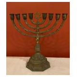 Vintage Solid Brass Nine-Light Hanukkah Menorah