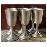 Set of 6 Satin Finish Pewter Goblets Chalices