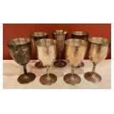 6 Vintage Mexican Silver Plate Goblets / Wine