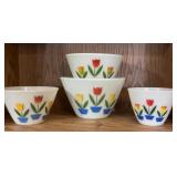 Set of 4 Fire-King Tulip Nesting Mixing Bowls