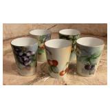 5 vintage Limoges France Porcelain Fruit Tumblers