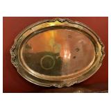 Vintage Silverplate Oval Serving Tray, Scalloped