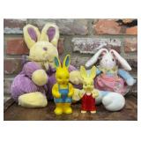 Vintage Easter Bunny Plush & Rabbit Figurine Lot