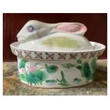 Vintage Rabbit Lid Ceramic Covered Tureen or