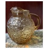 Vintage Amber Colored Pressed Glass Pitcher
