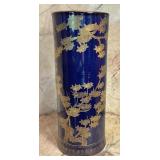 Large Japanese Cobalt Blue Porcelain Umbrella
