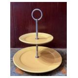 Bauer Pottery Yellow Two-Tier Tidbit Server /
