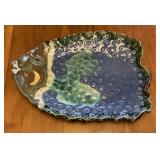 Signed Studio Art Pottery Fish-Shaped Serving