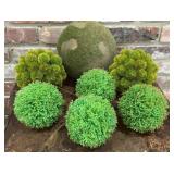 Assorted Faux Moss Topiary Balls & Decorative