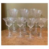 10 Cambridge Rosepoint Goblets Etched Floral,