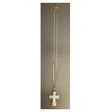 Pale Green Mottled Stone Cross Pendant Necklace