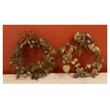 Pair of Vintage Brass Decorative Wreaths with