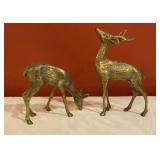 Pair of Vintage Solid Brass Deer Figurines,