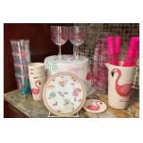 Flamingo-Themed Summer Party Drinkware & Serving