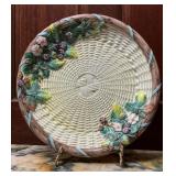 Italian Majolica Woven Basket-Weave Blackberry