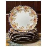 Set of 8 Antique Longton Tremont Floral Scalloped