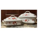 Pair of Antique Austrian Porcelain Red Floral